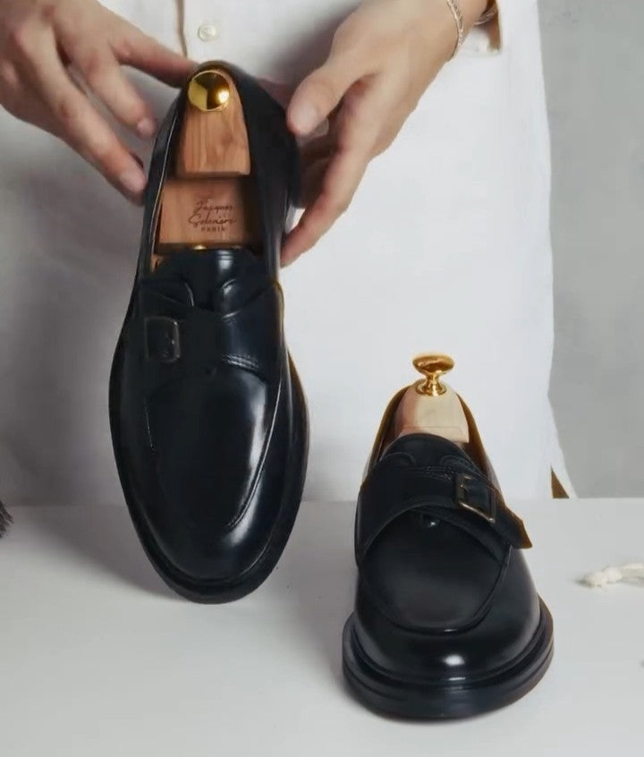 Handmade Leather Single Buckle Loafers