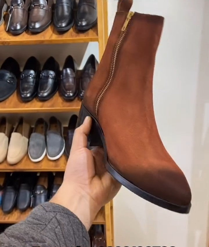 Tan Suede Pointed Shading Boots