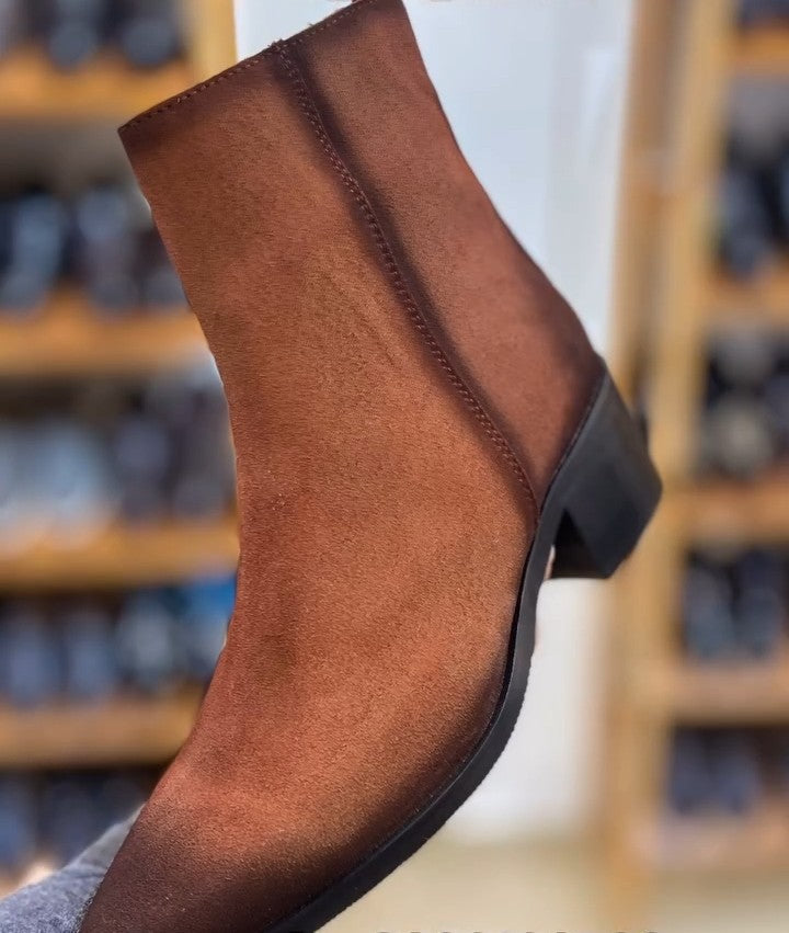 Tan Suede Pointed Shading Boots