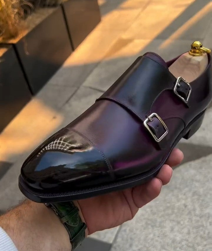 Handmade Double Buckle Monk Shoes