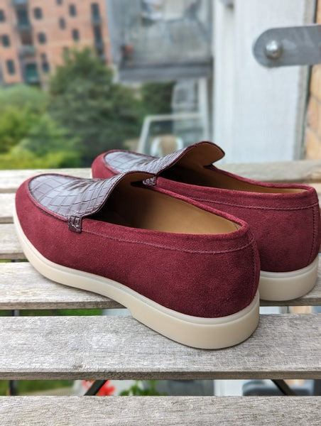Colorblock Handmade Retro Red Loafers