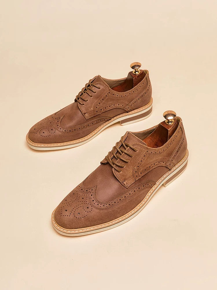 Vintage Suede Hand Carved Oxfords