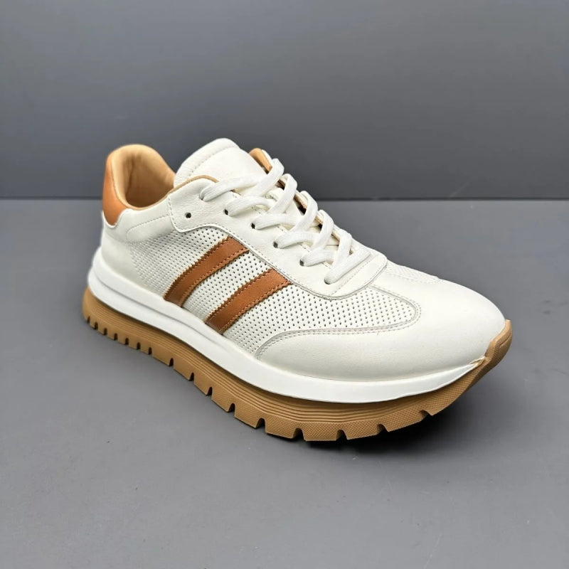 Handmade Retro Leather Thick Sole Hollow Breathable Casual Sneakers