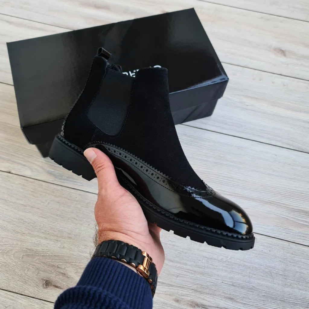 Black Men's Genuine Chelsea Leather Boots