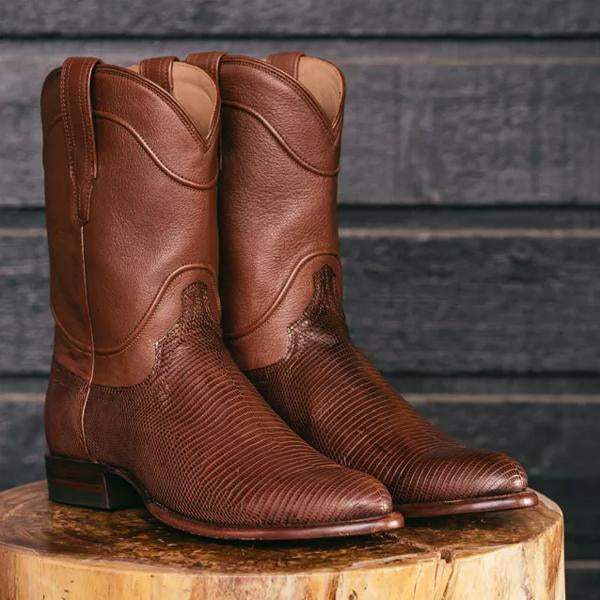 Men's Simple Textured Leather Western Boots