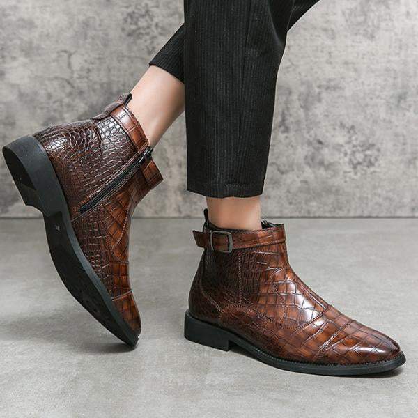 Men's Croc Print Business Chelsea Boots