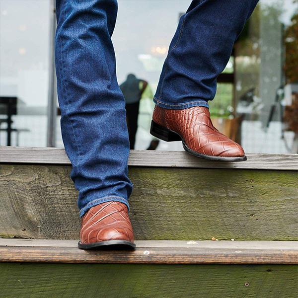 Men's Vintage Crocodile Print Western Cowboy Boots