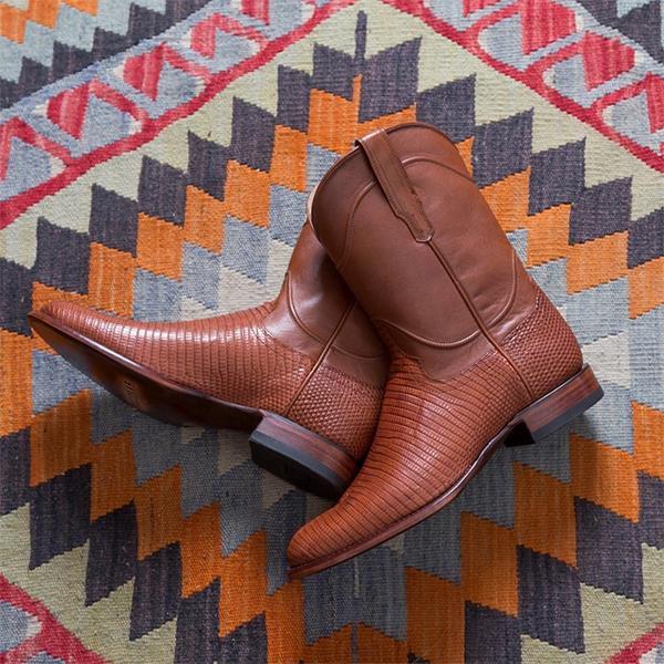 Men's Simple Textured Leather Western Boots