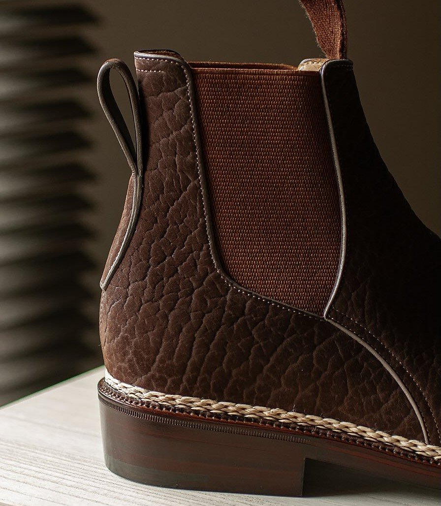 Litchi Grain Cowhide Leather Chelsea Boots