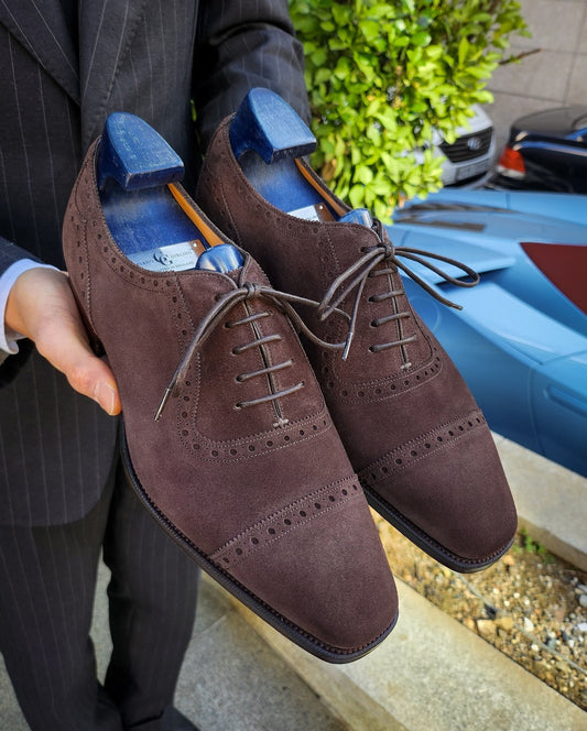 Vintage Suede Oxford Lace-Up Shoes