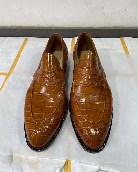 Crocodile Print Belmont Loafers