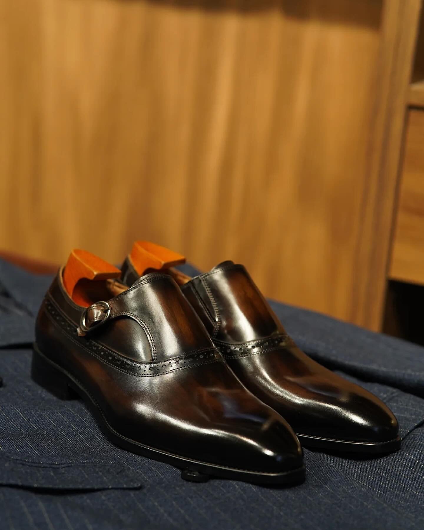 Hand-rubbed Leather Monk Shoes