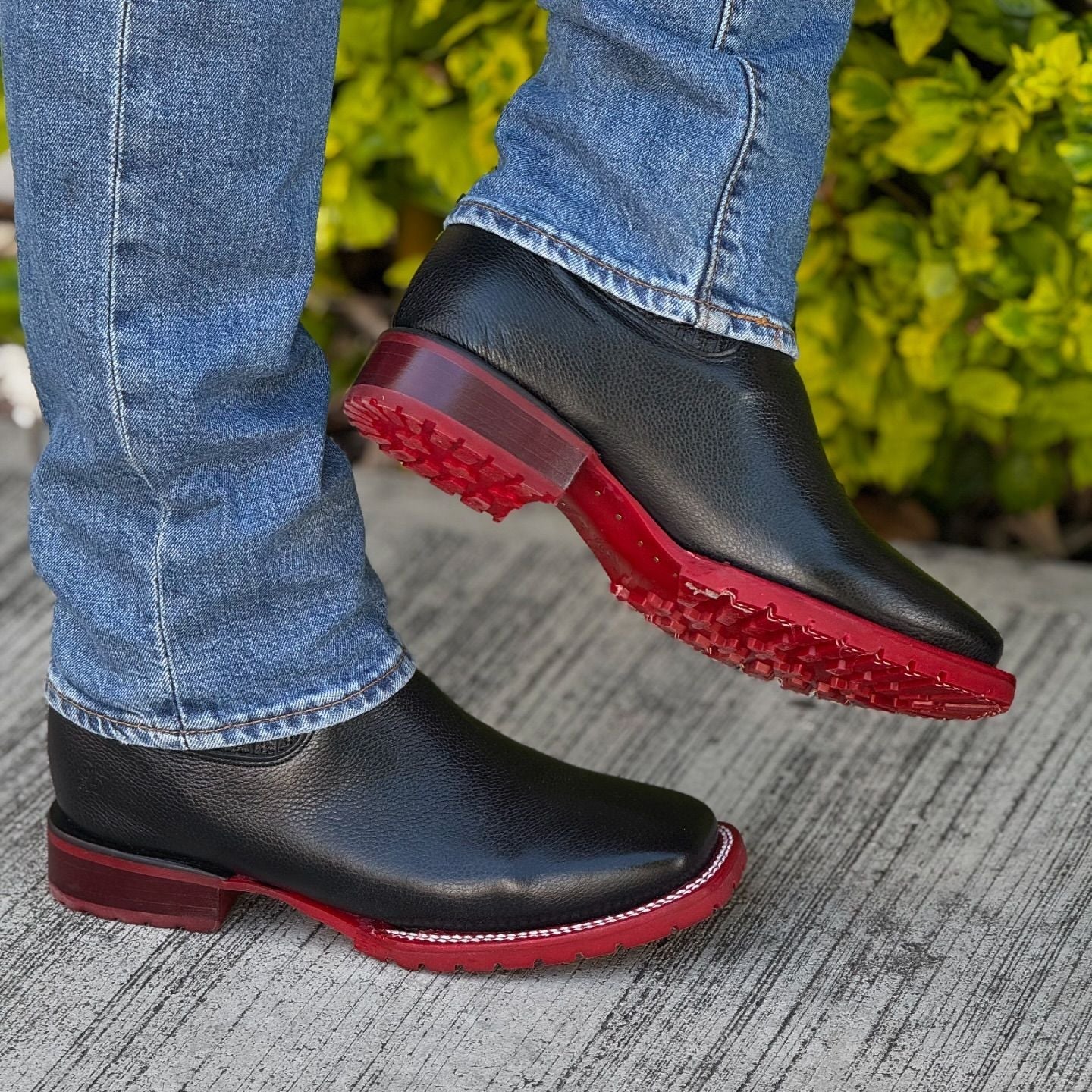 Black Leather Boots With Red Soles