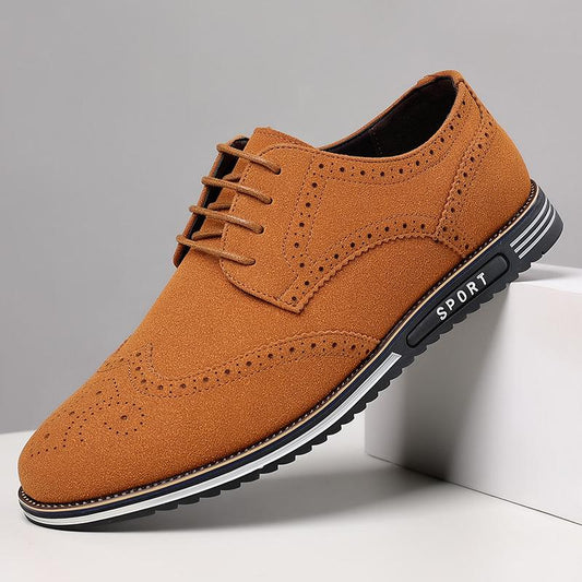 Brogue White Sole Carved Suede Shoes