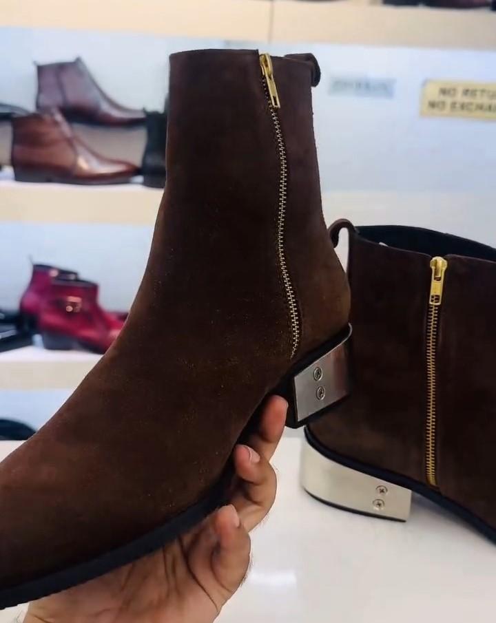 Brown Suede Zipper Chelsea Boots