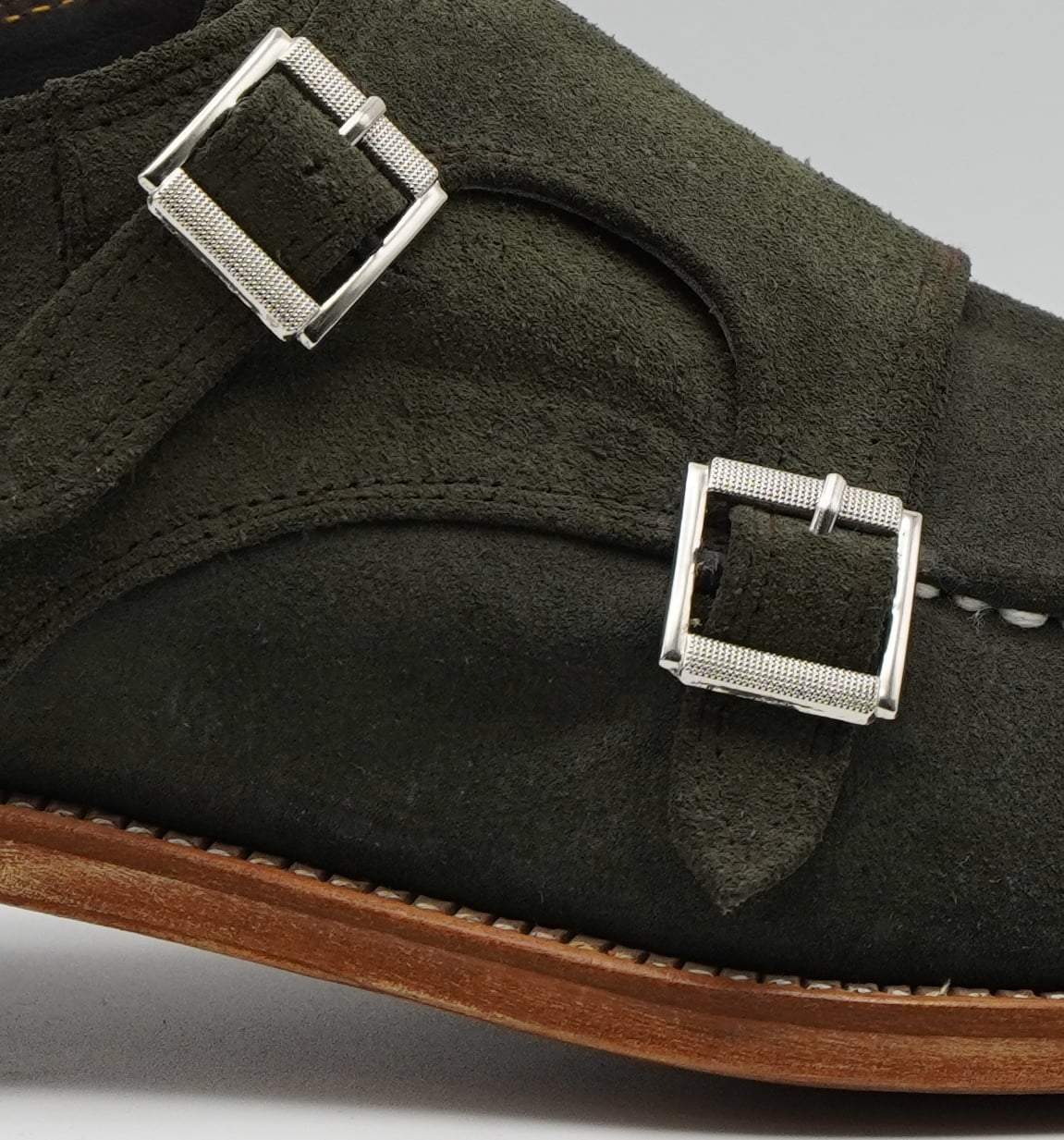 Double Buckle Suede Monk Shoes