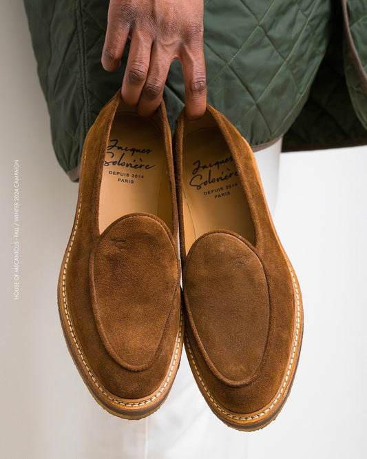 Brown Brushed Leather Loafers