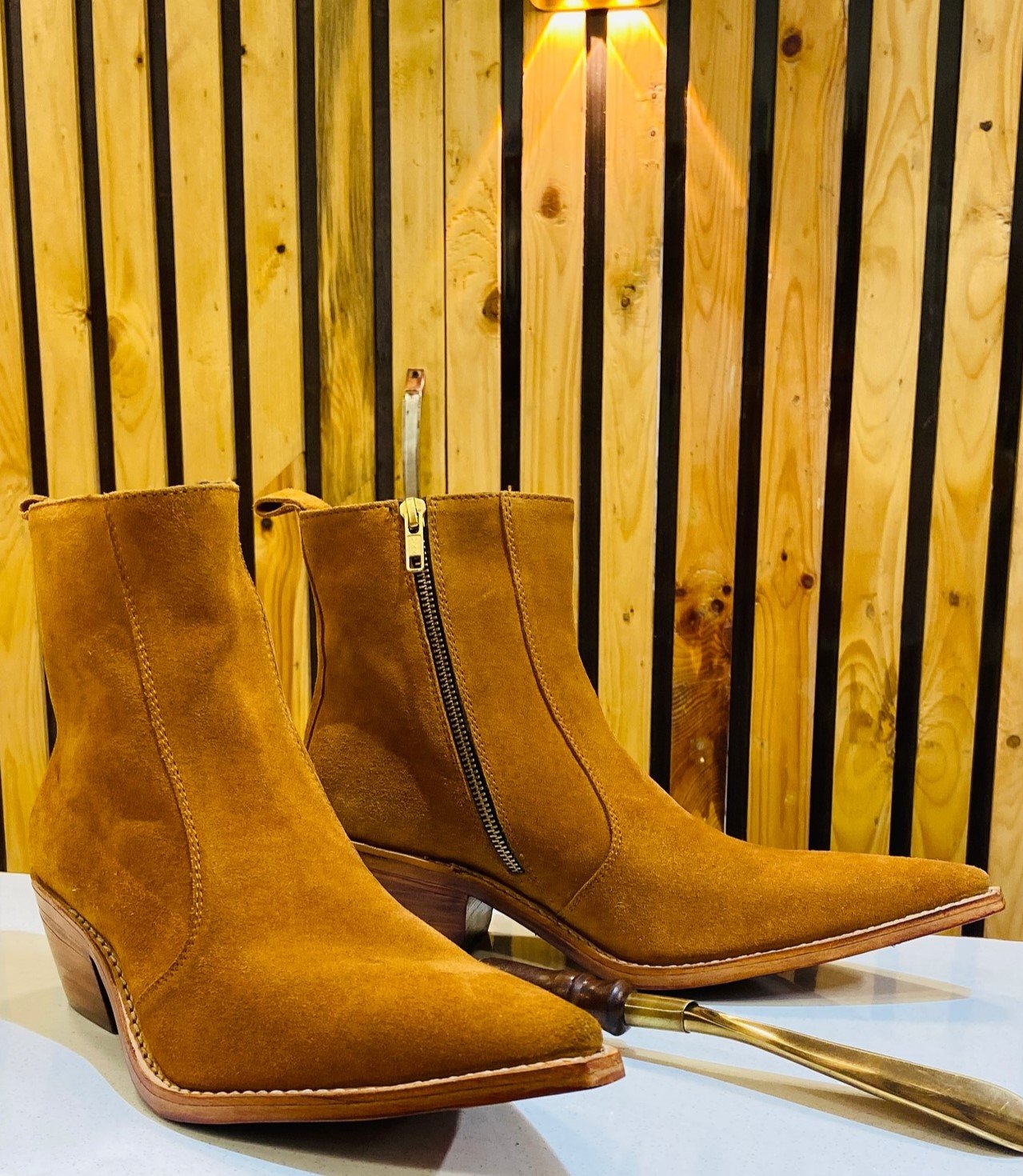 Pointed Toe Suede Chelsea Boots