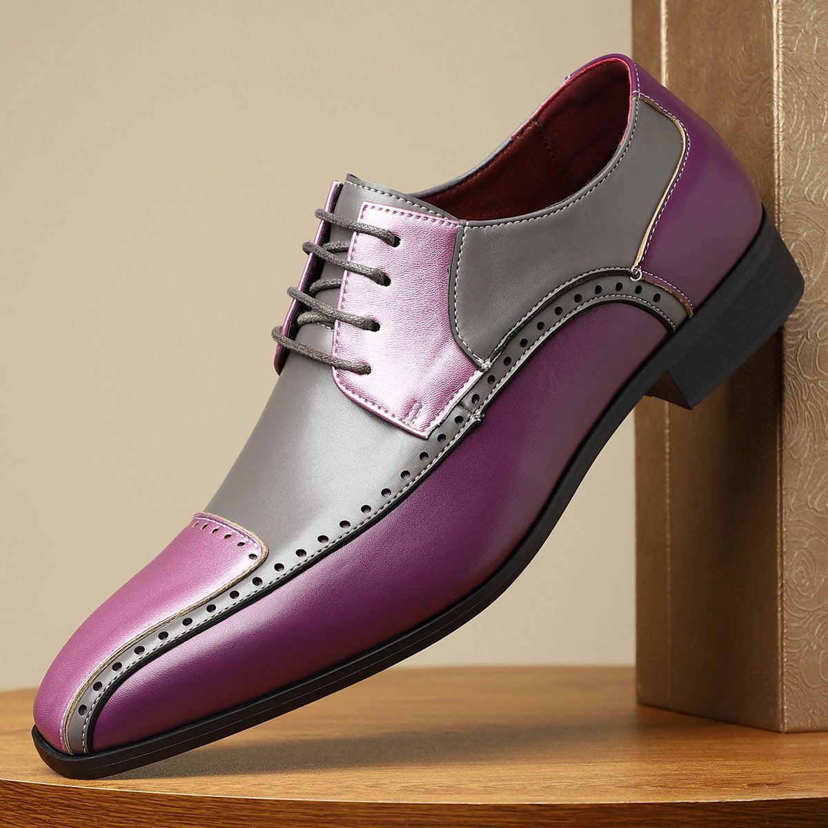 Men's Colorblocked Business Leather Shoes