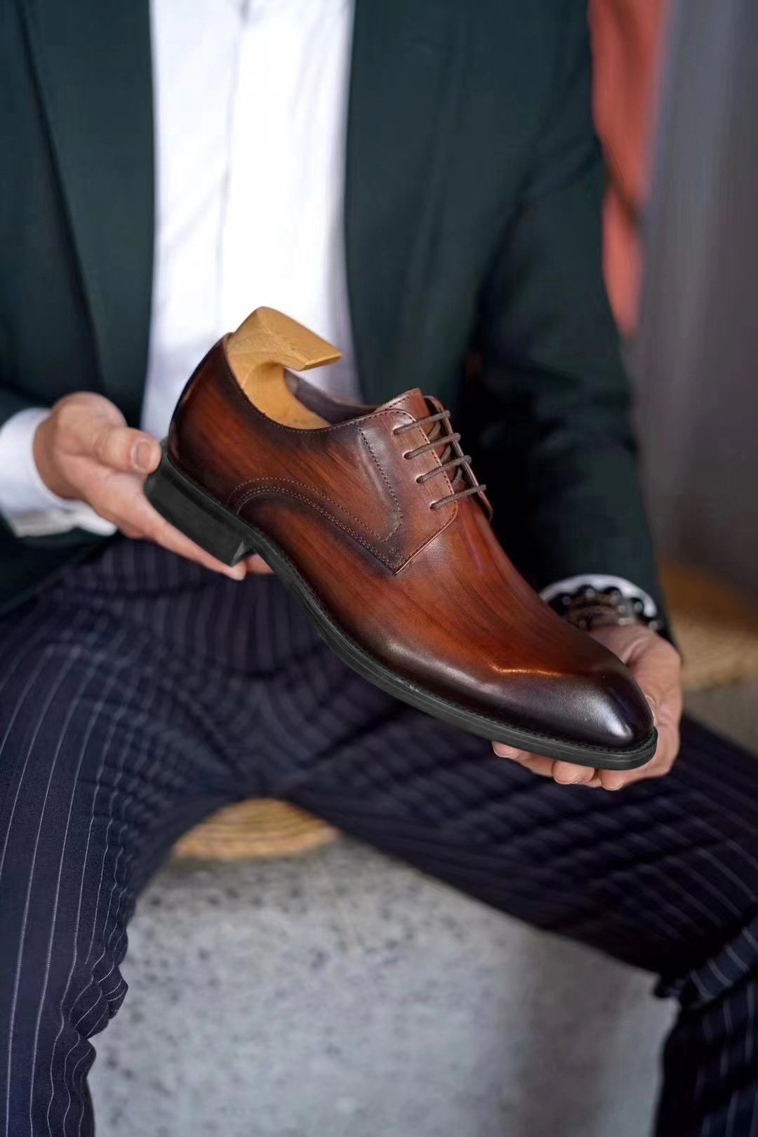 Men's Woodgrain Business Leather Shoes