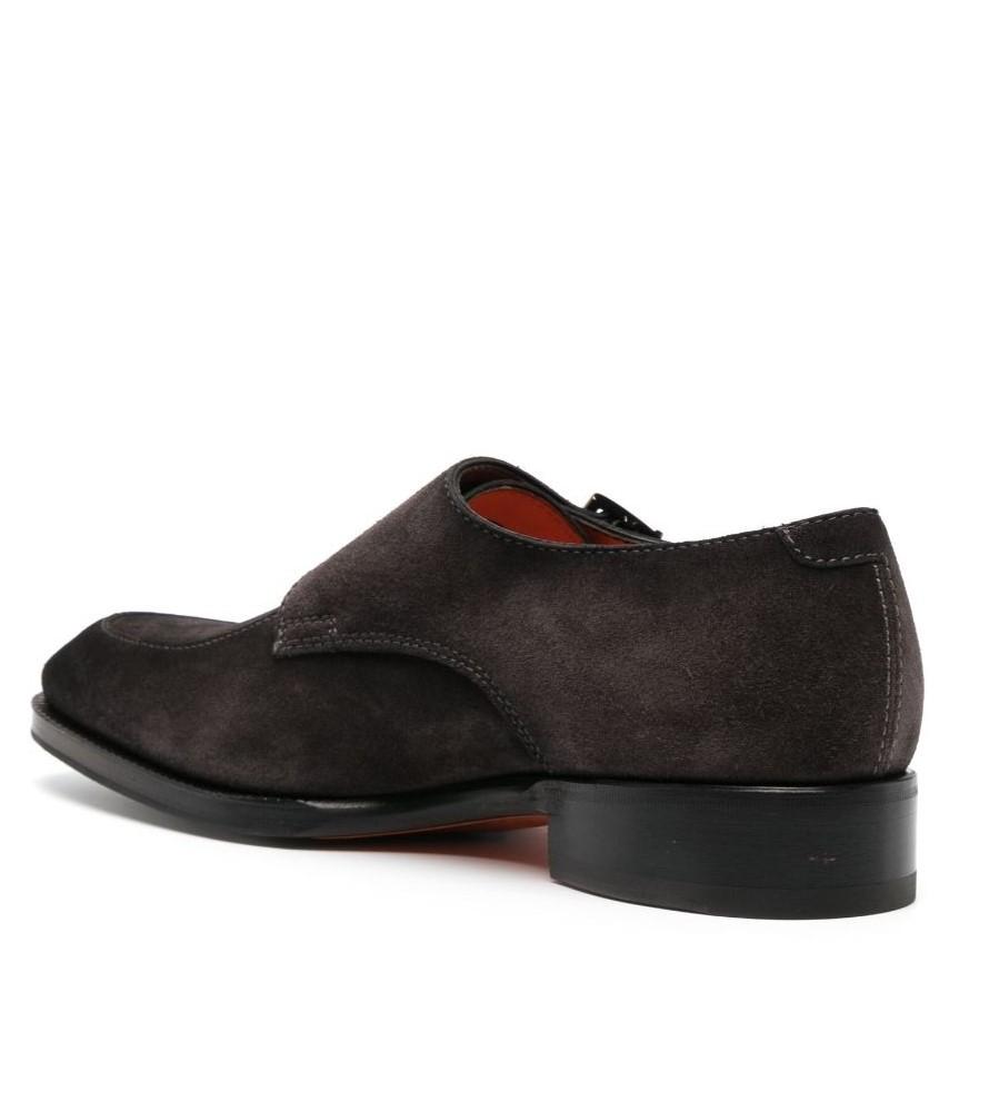 Double Buckle Suede Monk Shoes