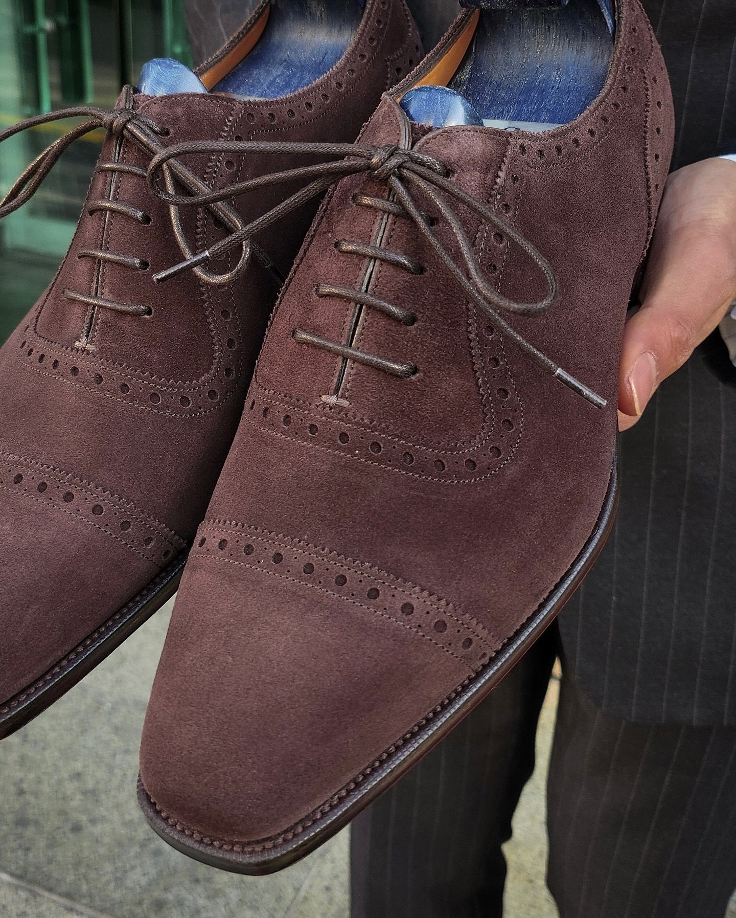 Vintage Suede Oxford Lace-Up Shoes