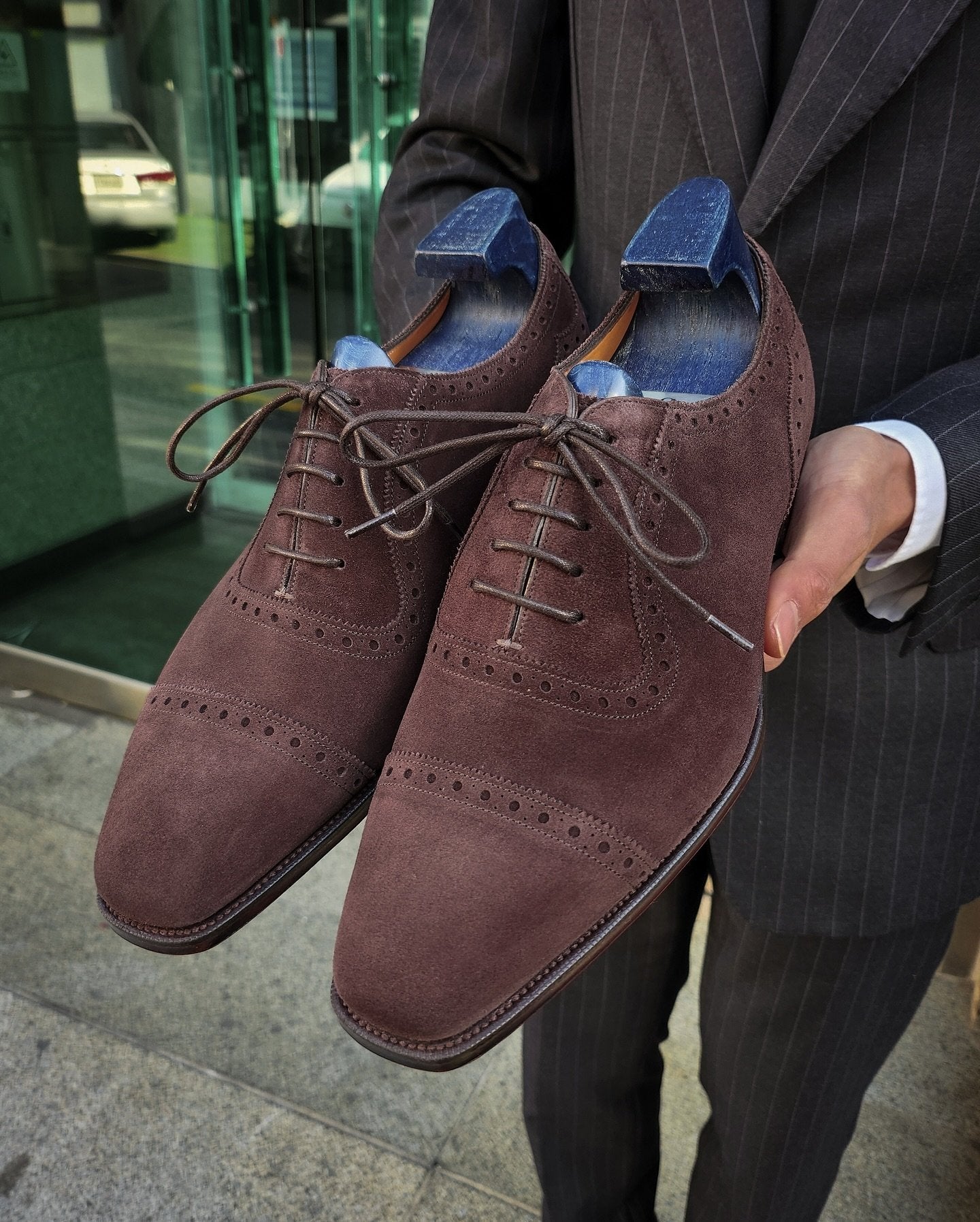 Vintage Suede Oxford Lace-Up Shoes