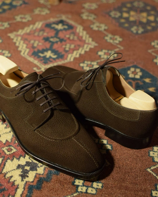 Handmade Norwegian Sewn Brushed Leather Derby Shoes