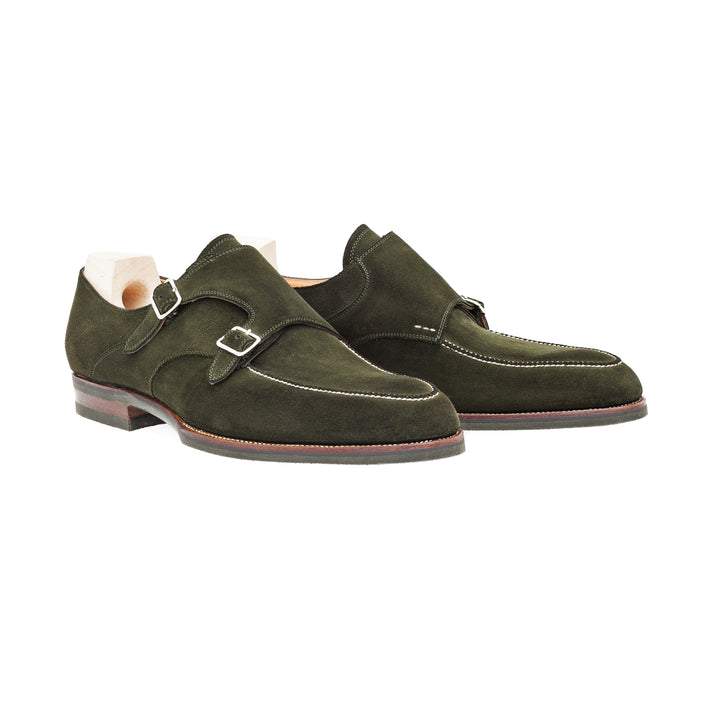 Double Buckle Suede Monk Shoes