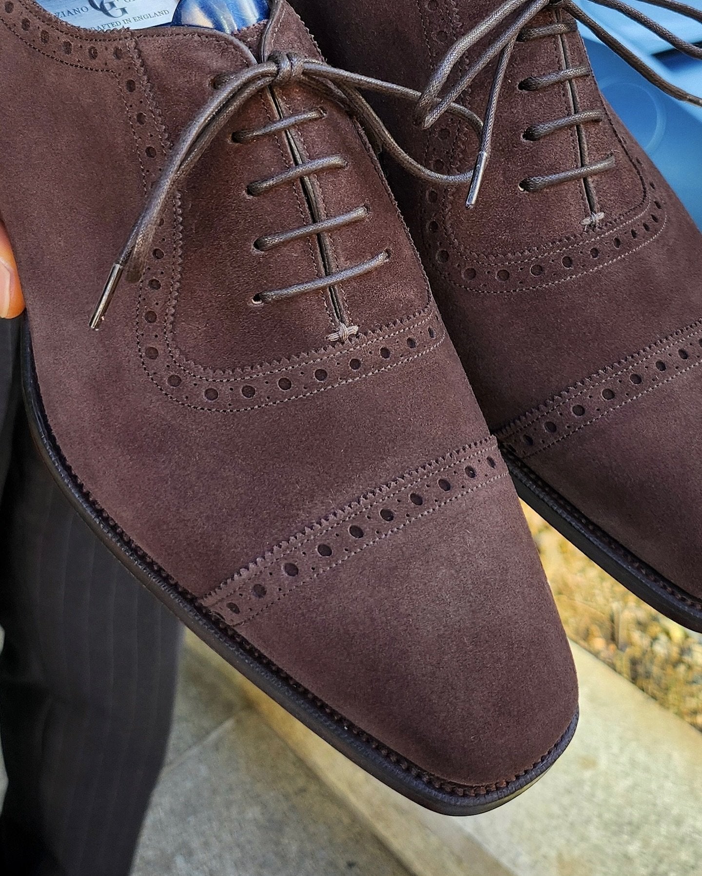 Vintage Suede Oxford Lace-Up Shoes