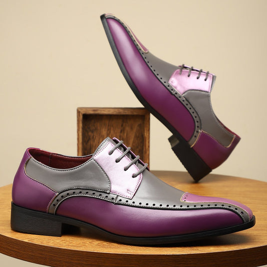 Men's Colorblocked Business Leather Shoes