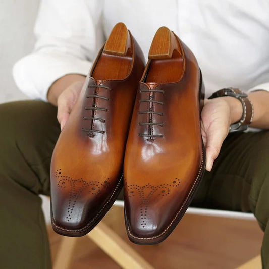 Carved Leather Business Shoes