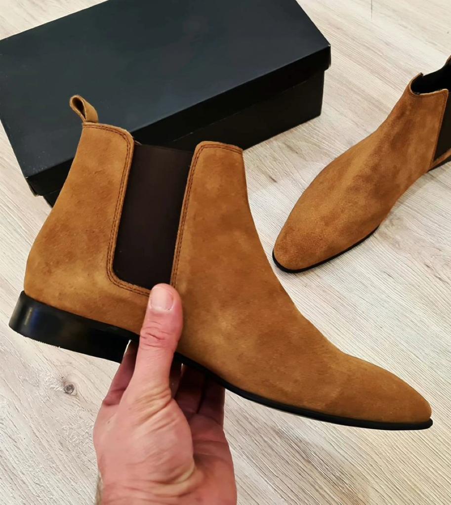 Pointed Toe Suede Chelsea Boots